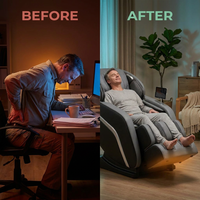 4D Deluxe Gray and Black Zero Gravity and Space Saving Faux Leather Heated Massage Chair with Sl-Track and Bluetooth — Before & After