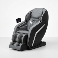 4D Deluxe Gray and Black Zero Gravity and Space Saving Faux Leather Heated Massage Chair with Sl-Track and Bluetooth — Studio Shot