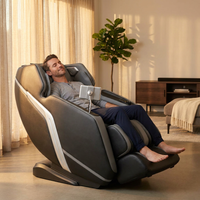 4D Deluxe Gray and Black Zero Gravity and Space Saving Faux Leather Heated Massage Chair with Sl-Track and Bluetooth — Lifestyle