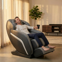 4D Deluxe Gray and Black Zero Gravity and Space Saving Faux Leather Heated Massage Chair with Sl-Track and Bluetooth — Lifestyle