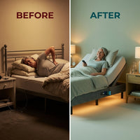 Adjustable Bed Frame Smart Bed Twin XL - Upholstered Bed Base with Massage, Wireless Remote, Ergonomic Foot&Head Incline, Zero Gravity, Dual USB Ports, under Bed Light, 3100 Series Grey — Before & After