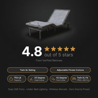 Adjustable Bed Frame Smart Bed Twin XL - Upholstered Bed Base with Massage, Wireless Remote, Ergonomic Foot&Head Incline, Zero Gravity, Dual USB Ports, under Bed Light, 3100 Series Grey — Results & Stats