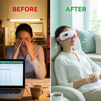 Smart Eye Massager 5 Modes Vibration Airbag Compress Eye Care Instrument Bluetooth Music Eye Massage Glasses Eye Relax Fatigue — Before & After