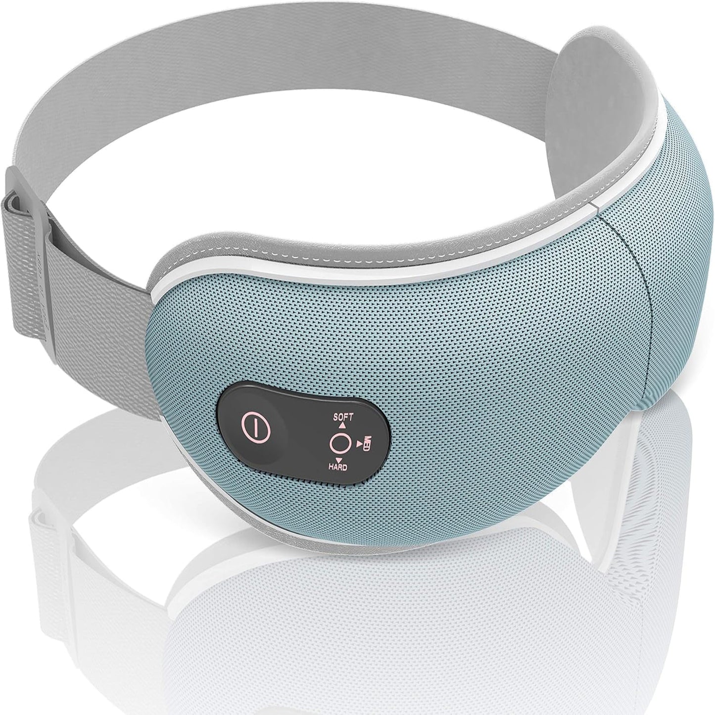 Eye Massager with Heat - Rechargeable Smart Stress Relief Therapy Folding Massage Visor Mask W/Adjustable Headband, Acupressure Pneumatic, Air Pressure, Timer, Hot Compress